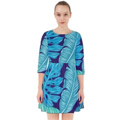 Tropical Greens Leaves Banana Smock Dress