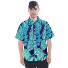 Tropical Greens Leaves Banana Men s Short Sleeve Shirt