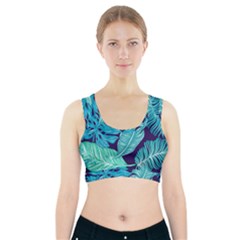 Tropical Greens Leaves Banana Sports Bra With Pocket