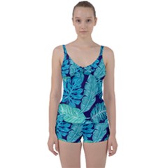 Tropical Greens Leaves Banana Tie Front Two Piece Tankini