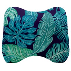 Tropical Greens Leaves Banana Velour Head Support Cushion by HermanTelo