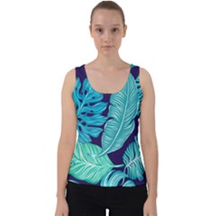 Tropical Greens Leaves Banana Velvet Tank Top