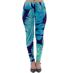 Tropical Greens Leaves Banana Lightweight Velour Leggings by HermanTelo