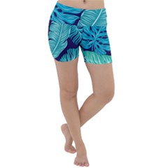 Tropical Greens Leaves Banana Lightweight Velour Yoga Shorts by HermanTelo