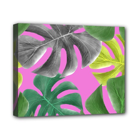 Tropical Greens Pink Leaf Canvas 10  X 8  (stretched)