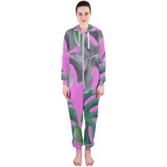 Tropical Greens Pink Leaf Hooded Jumpsuit (ladies) 