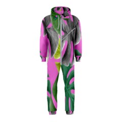 Tropical Greens Pink Leaf Hooded Jumpsuit (kids)