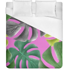 Tropical Greens Pink Leaf Duvet Cover (california King Size) by HermanTelo