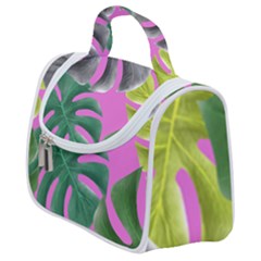 Tropical Greens Pink Leaf Satchel Handbag