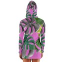 Tropical Greens Pink Leaf Long Sleeve Hooded T-shirt View2