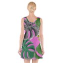 Tropical Greens Pink Leaf V-Neck Sleeveless Dress View2