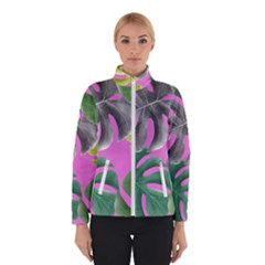 Tropical Greens Pink Leaf Winter Jacket