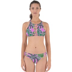 Tropical Greens Pink Leaf Perfectly Cut Out Bikini Set