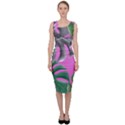 Tropical Greens Pink Leaf Sleeveless Pencil Dress View1