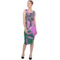 Tropical Greens Pink Leaf Sleeveless Pencil Dress View3