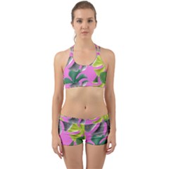 Tropical Greens Pink Leaf Back Web Gym Set