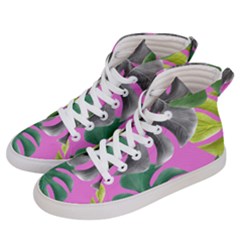 Tropical Greens Pink Leaf Men s Hi-top Skate Sneakers by HermanTelo