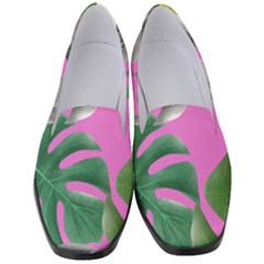 Tropical Greens Pink Leaf Women s Classic Loafer Heels