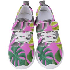 Tropical Greens Pink Leaf Women s Velcro Strap Shoes by HermanTelo