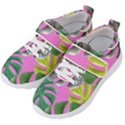 Tropical Greens Pink Leaf Kids  Velcro Strap Shoes View2