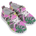 Tropical Greens Pink Leaf Kids  Velcro Strap Shoes View3