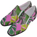 Tropical Greens Pink Leaf Slip On Heel Loafers View2