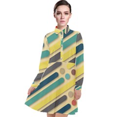 Vintage Desktop Color Long Sleeve Chiffon Shirt Dress