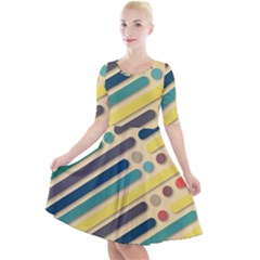 Vintage Desktop Color Quarter Sleeve A-line Dress