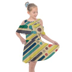 Vintage Desktop Color Kids  Shoulder Cutout Chiffon Dress by HermanTelo