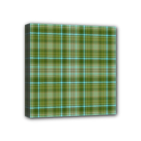 Vintage Green Plaid Mini Canvas 4  X 4  (stretched)