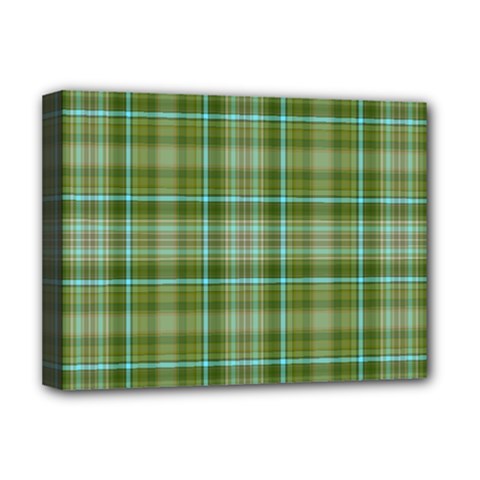 Vintage Green Plaid Deluxe Canvas 16  X 12  (stretched)  by HermanTelo