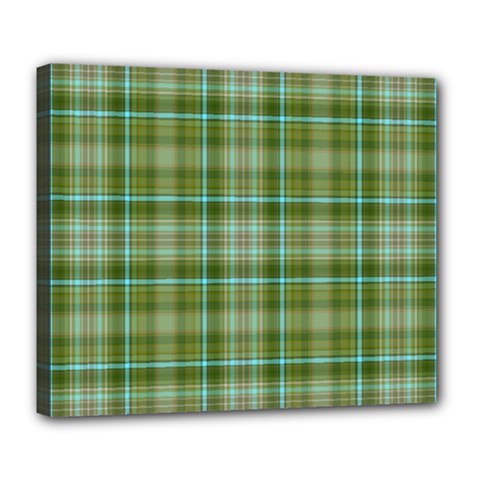 Vintage Green Plaid Deluxe Canvas 24  X 20  (stretched) by HermanTelo