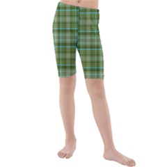 Vintage Green Plaid Kids  Mid Length Swim Shorts