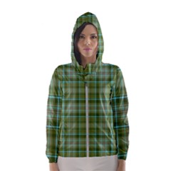 Vintage Green Plaid Women s Hooded Windbreaker