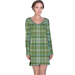 Vintage Green Plaid Long Sleeve Nightdress