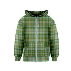 Vintage Green Plaid Kids  Zipper Hoodie