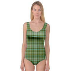 Vintage Green Plaid Princess Tank Leotard  by HermanTelo