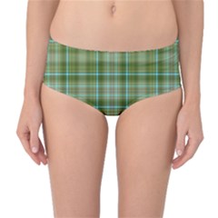 Vintage Green Plaid Mid-waist Bikini Bottoms