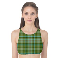 Vintage Green Plaid Tank Bikini Top