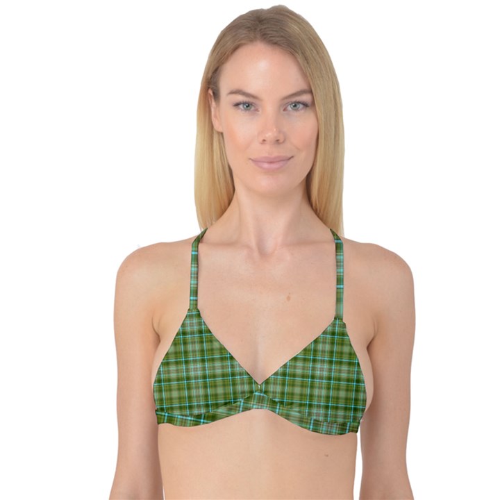 Vintage Green Plaid Reversible Tri Bikini Top