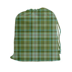 Vintage Green Plaid Drawstring Pouch (xxl)