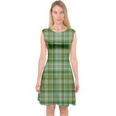 Vintage Green Plaid Capsleeve Midi Dress by HermanTelo