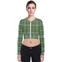 Vintage Green Plaid Long Sleeve Zip Up Bomber Jacket View1