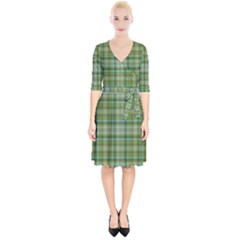 Vintage Green Plaid Wrap Up Cocktail Dress