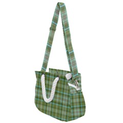 Vintage Green Plaid Rope Handles Shoulder Strap Bag