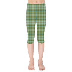 Vintage Green Plaid Kids  Capri Leggings 