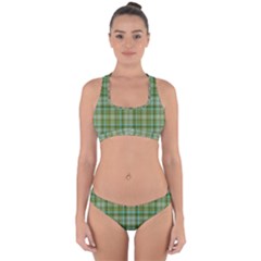 Vintage Green Plaid Cross Back Hipster Bikini Set