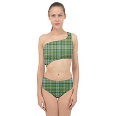 Vintage Green Plaid Spliced Up Two Piece Swimsuit by HermanTelo