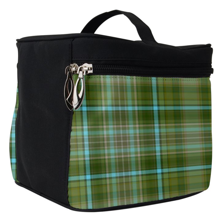 Vintage Green Plaid Make Up Travel Bag (Small)