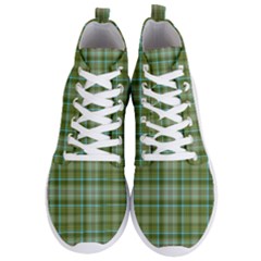 Vintage Green Plaid Men s Lightweight High Top Sneakers